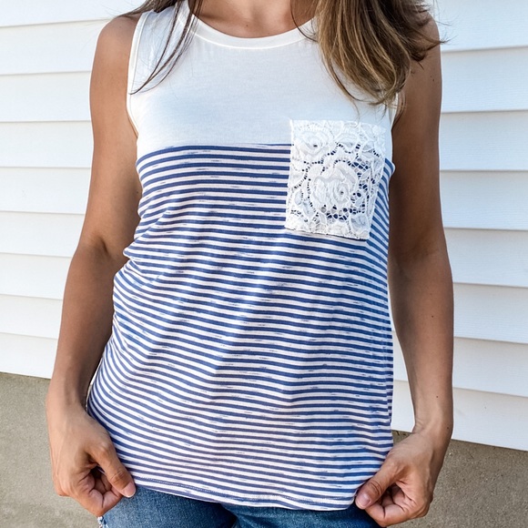 Tops - Lace Pocket Tank